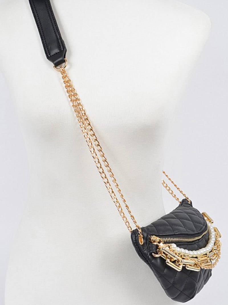 Black Multi Chain Fanny Pack