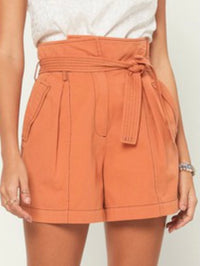 Contrast Stitch High Waist Shorts
