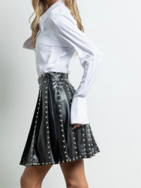 Black Studded Pleather Skirt