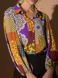 Purple Paisley Print Blouse