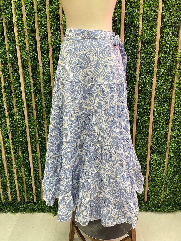 White Blue Wrap Skirt