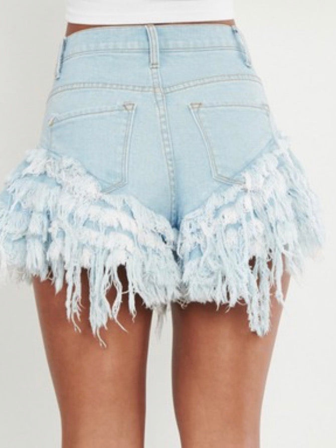 Ruffled Denim Short