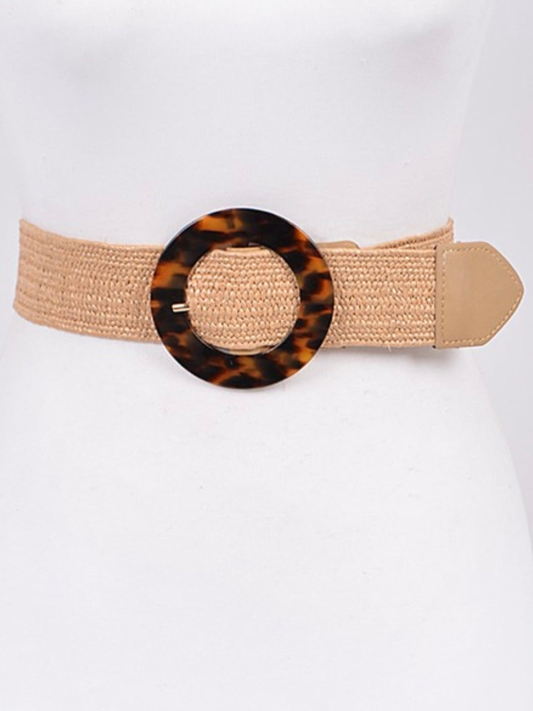 Carey-like Buckle Raffia Belt