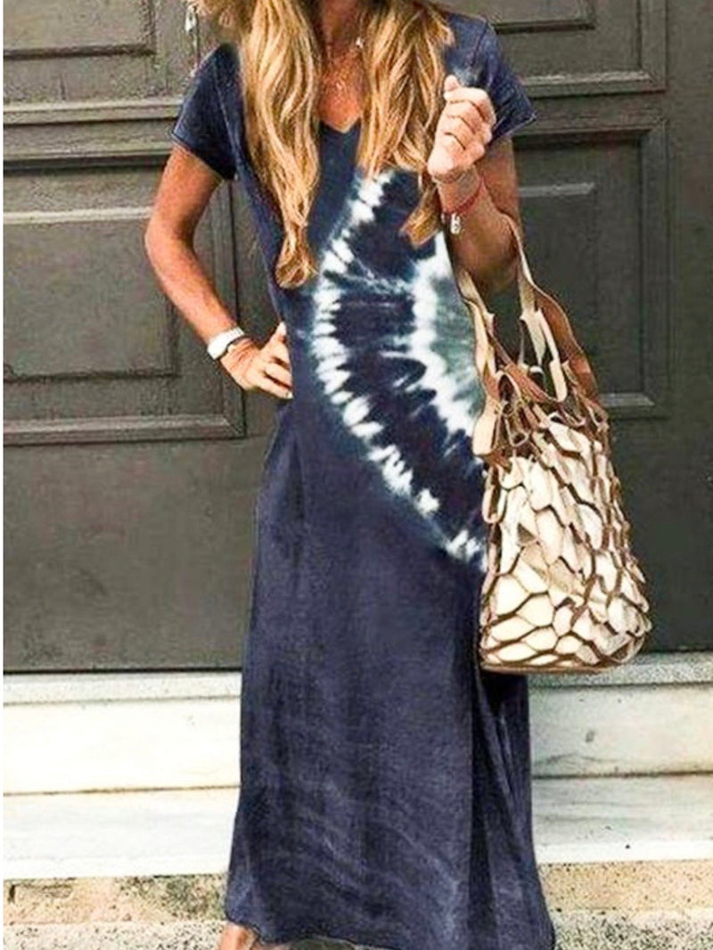 V Neck Tie Dye Maxi Dress