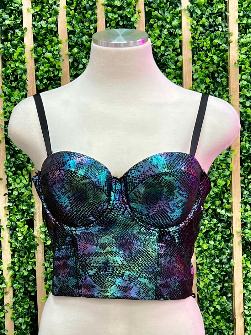 Multicolor Snake Strapless Bustier