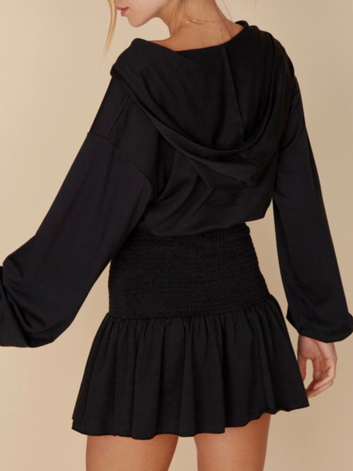 Jersye Smocked Hoodie Dress