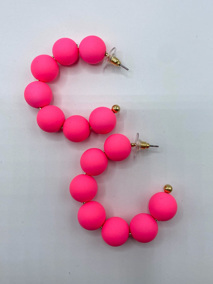 Bright Wood Bead Hoops