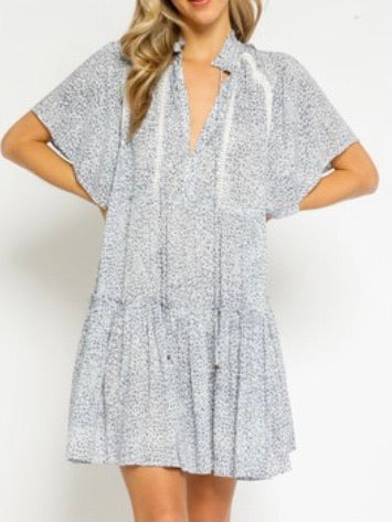 Blue Print Boho Dress