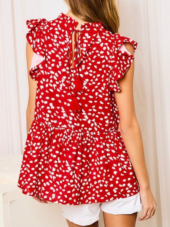 Red Leopard Tiered Top