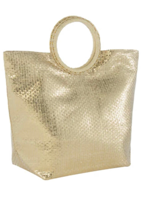 Gold Straw Tote