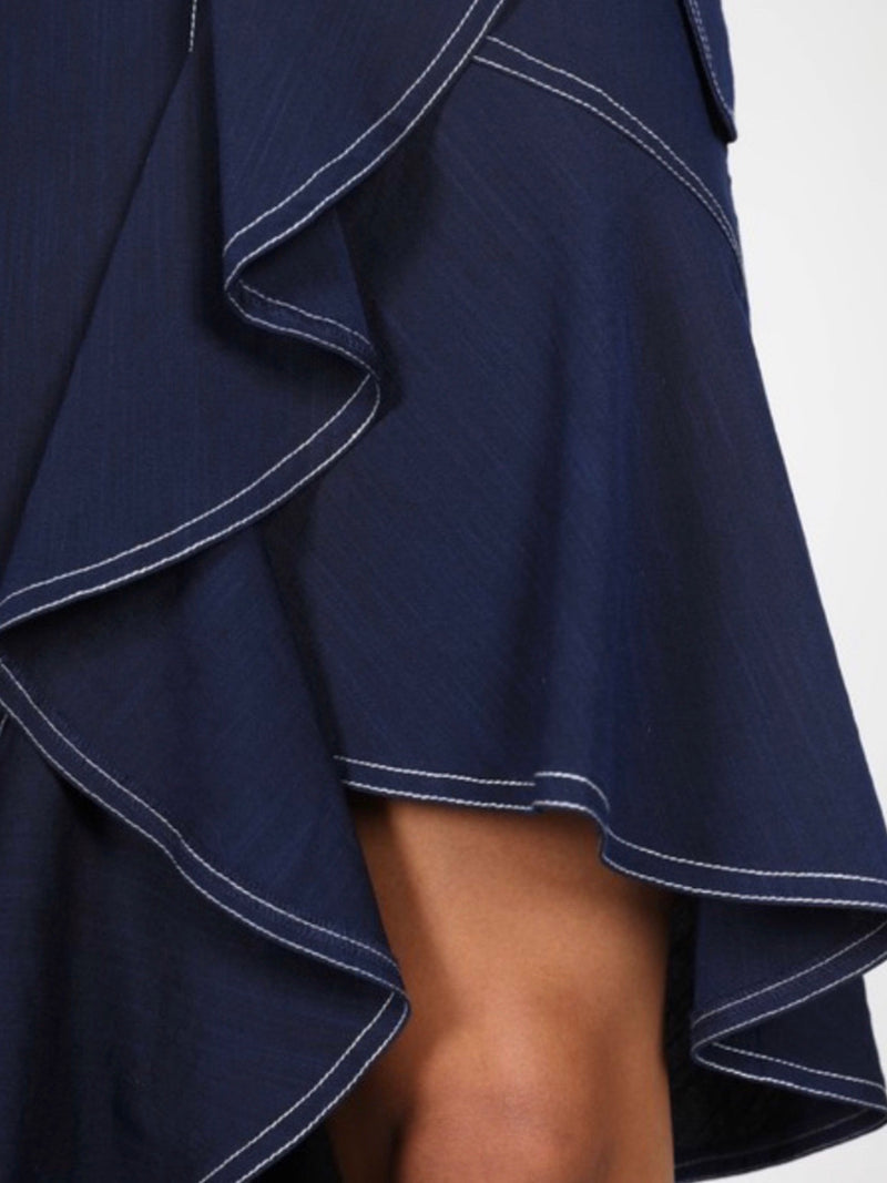 Navy Tiered Asymmetric Skirt