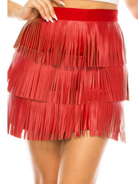 Pleather Fringe Mini Skirt