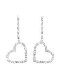 Long Open Heart Rhinestone Earrings