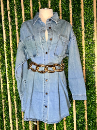 Medium Wash Fitted Denim Dress