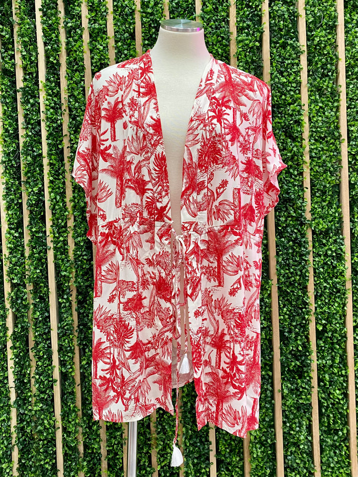 Red Tropical Kimono