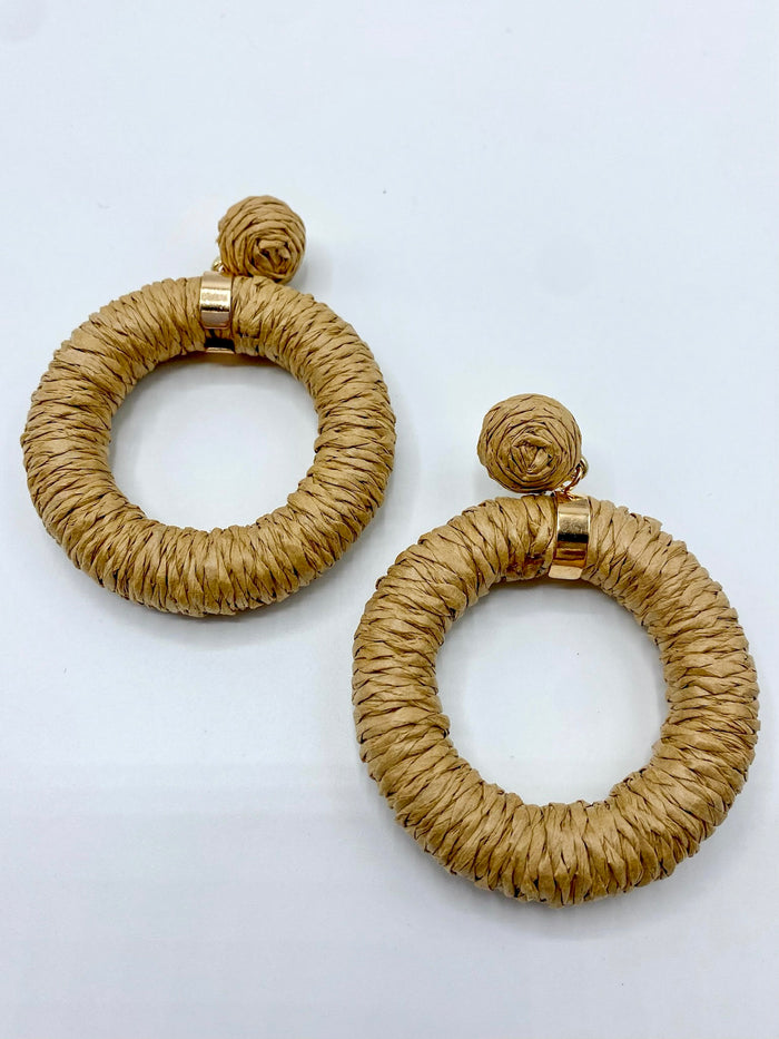 Natural Raffia Drop Earrings