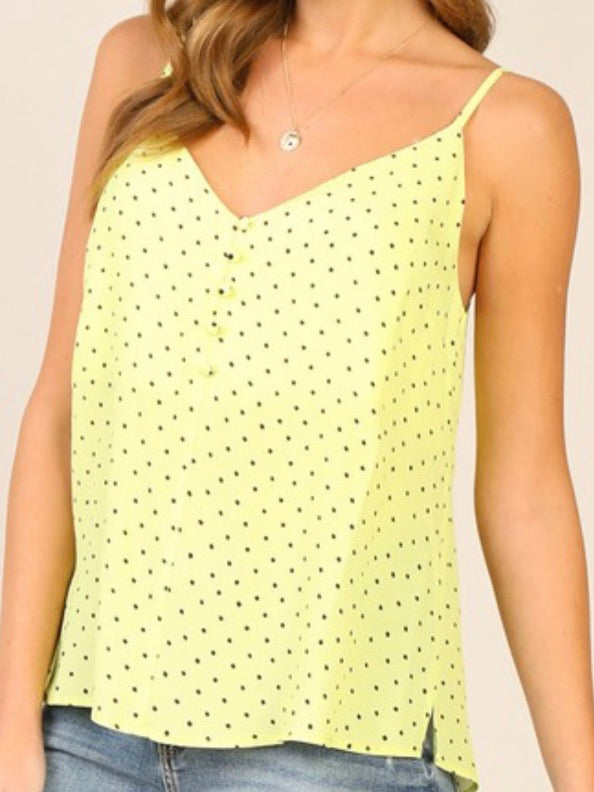 Lime Polka Dot Sleeveless Top