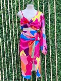 Multi Pink Tie Wrap Skirt