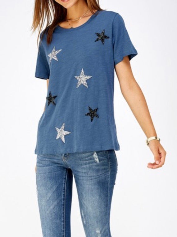 Gliiter Star Patched Top