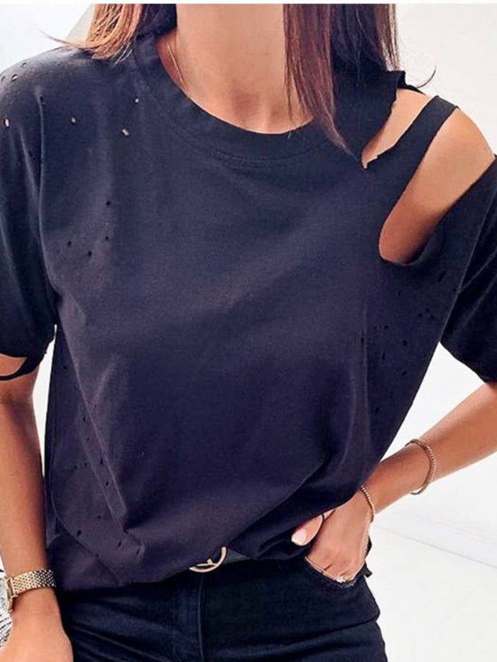 Distressed Cutout Tshirt