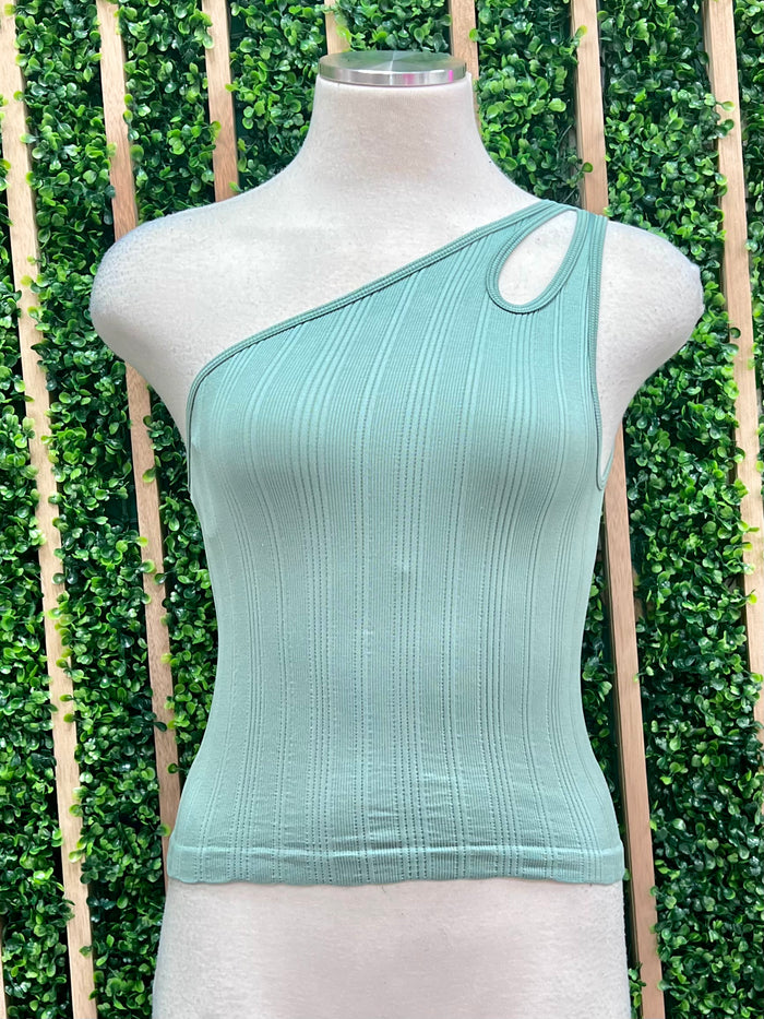 One Shoulder Keyhole Crop Top