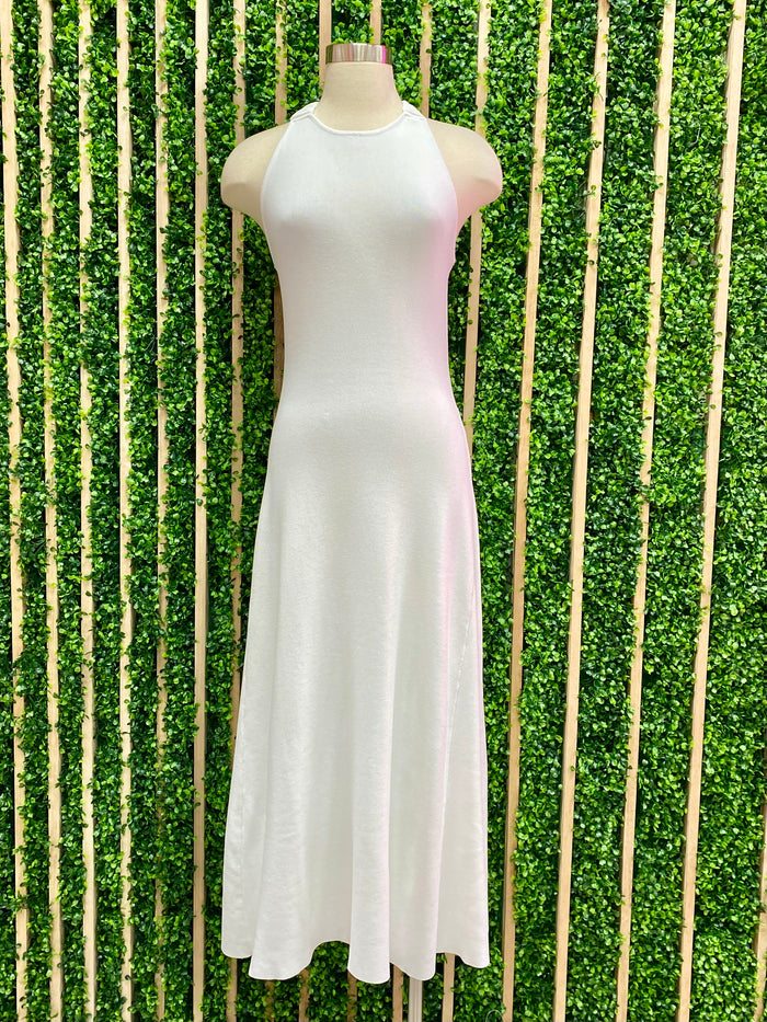 Exquisite White Knitted Midi Dress