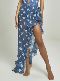 Denim Star Wrap Skirt