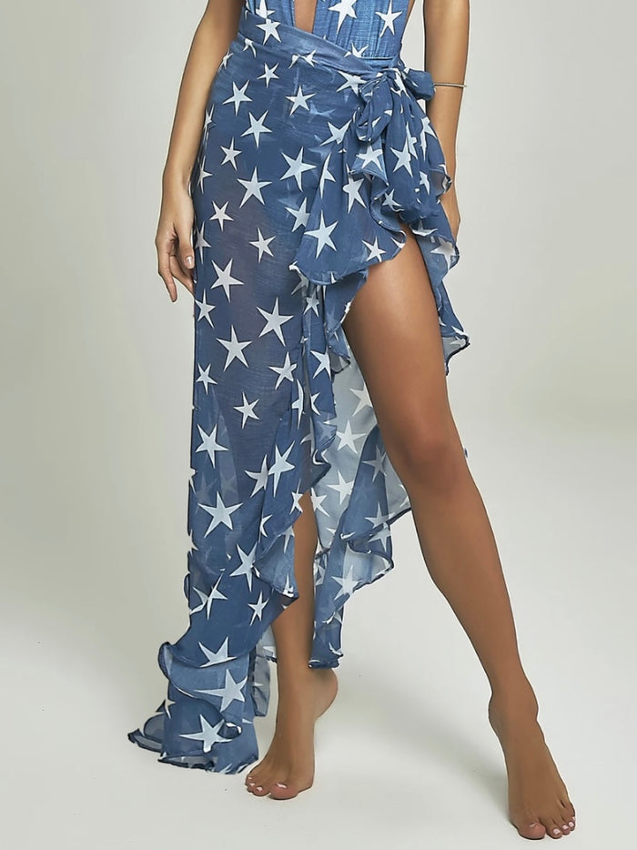 Denim Star Wrap Skirt