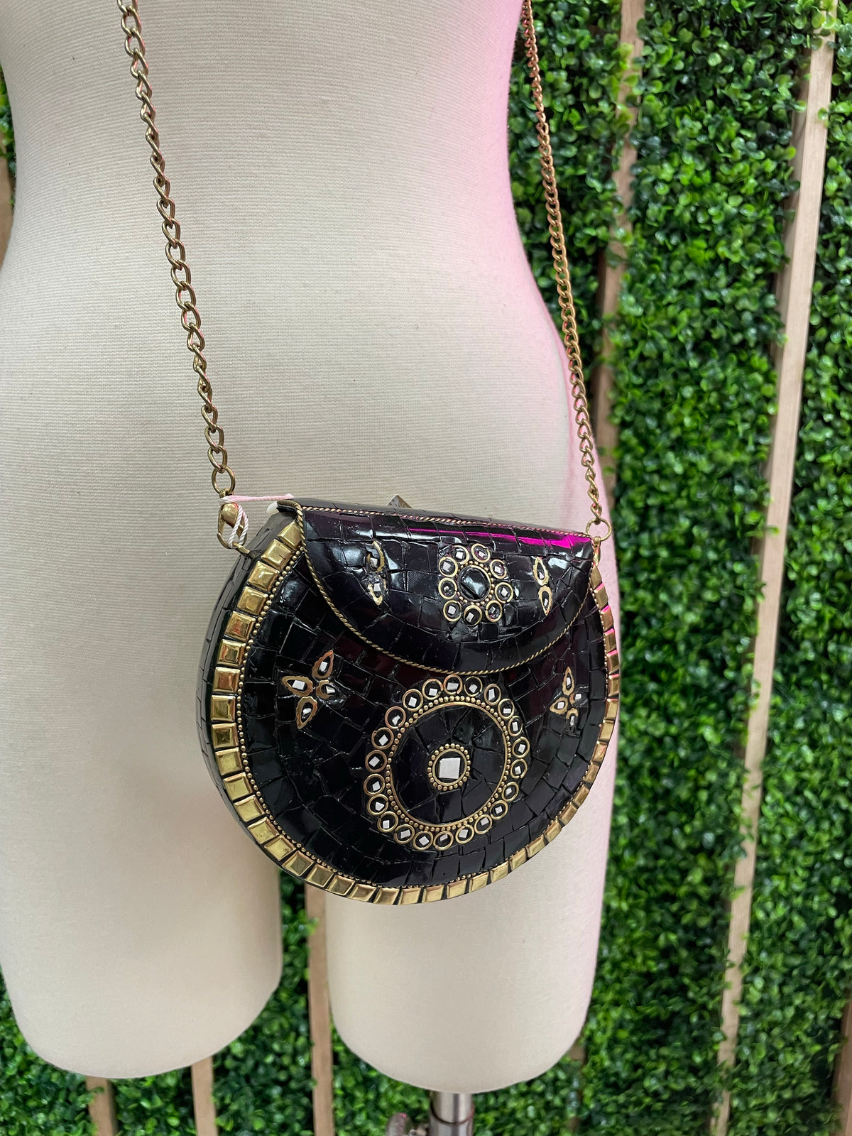 Black Mix Stone Vintage CLutch