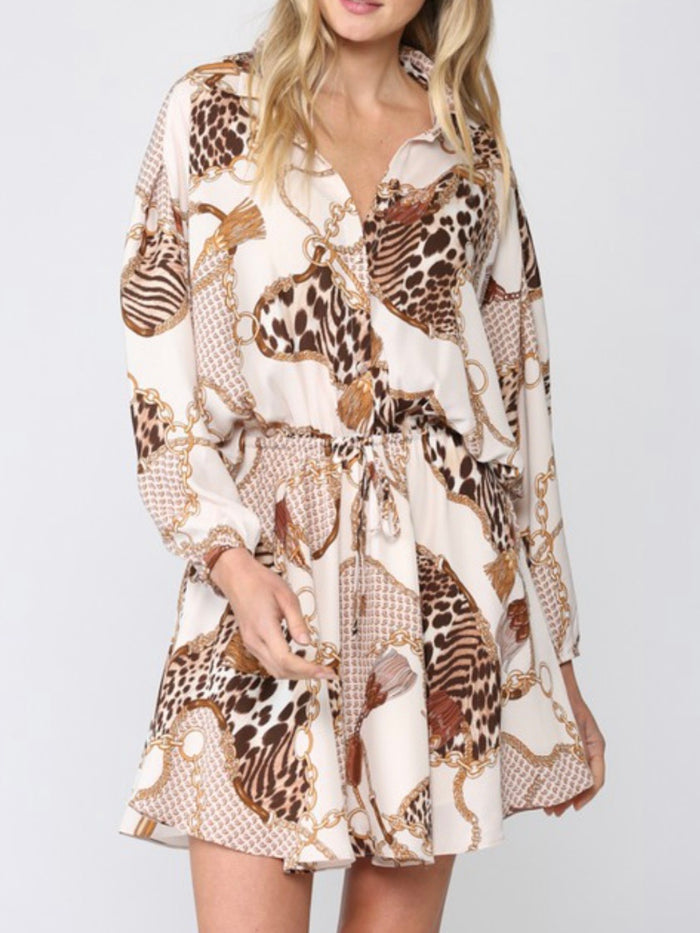 Chain Print Shirt Dress