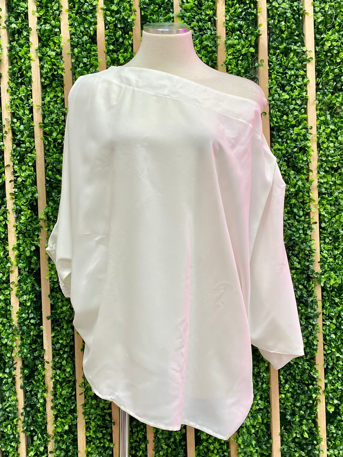 White One Shoulder Puff Sleeve Top