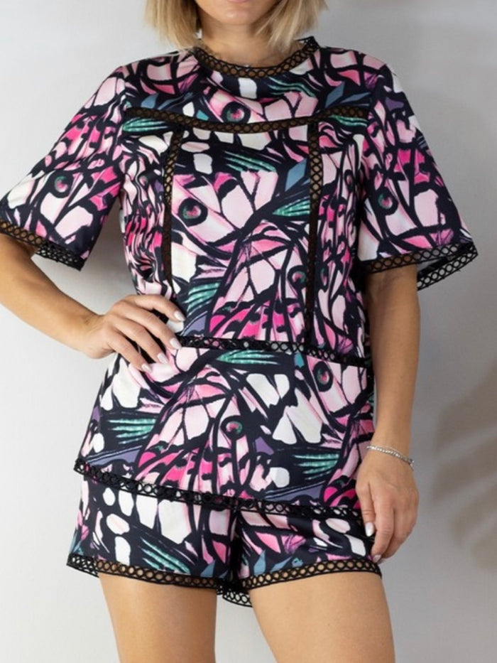 Delicate Green Pink Floral Blouse