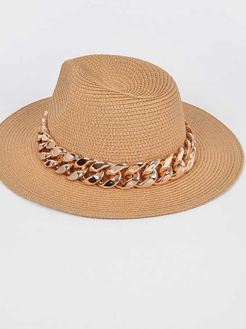 Chain Detail Straw Hat