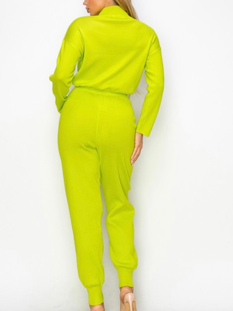 Lime Knit Jogger Set