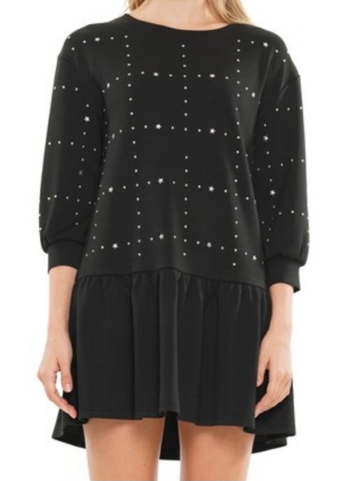 Star Studded Dropwaist Short Dress