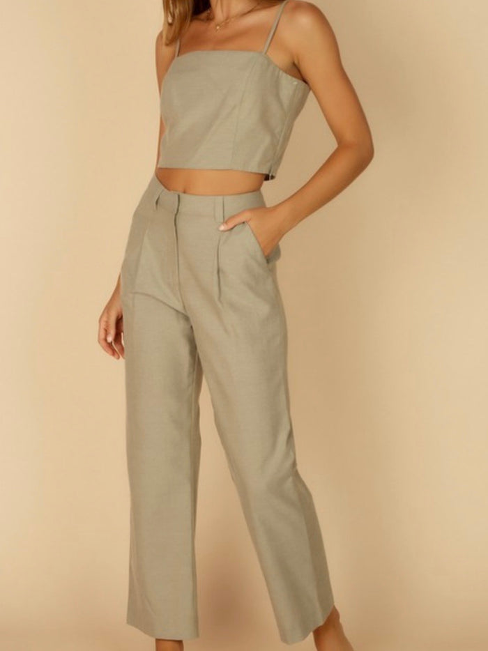 Linen Crop Pant Set