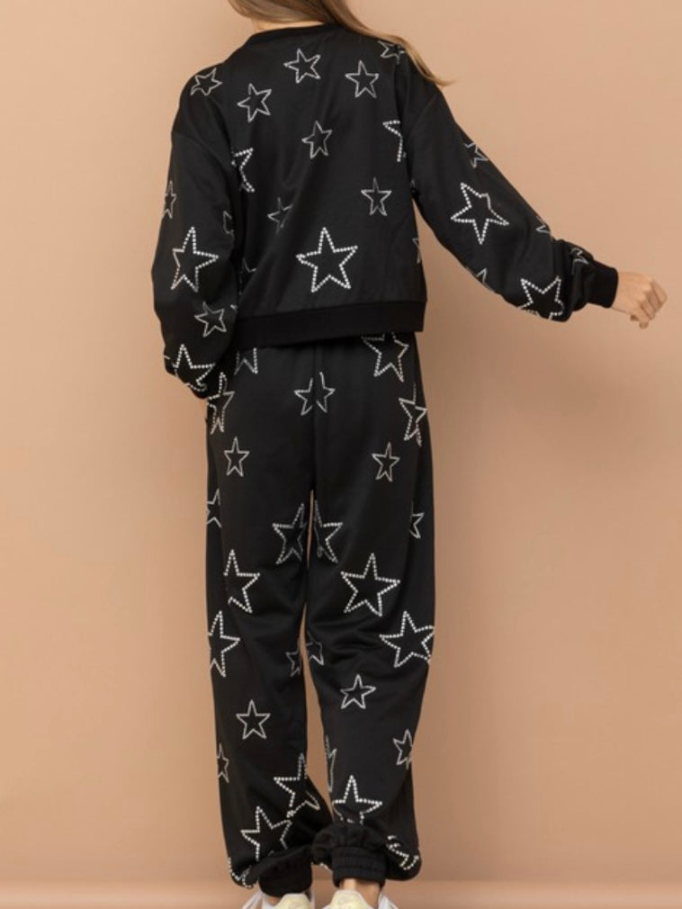 Rhinestone Star Jogger Set