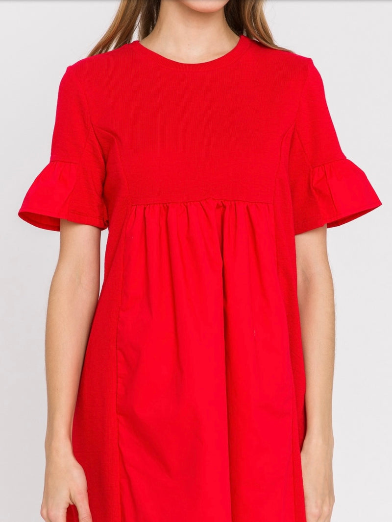 Flutter Sleeve Short Unique Basic Dress