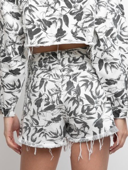 Floral Printed Twill Shorts