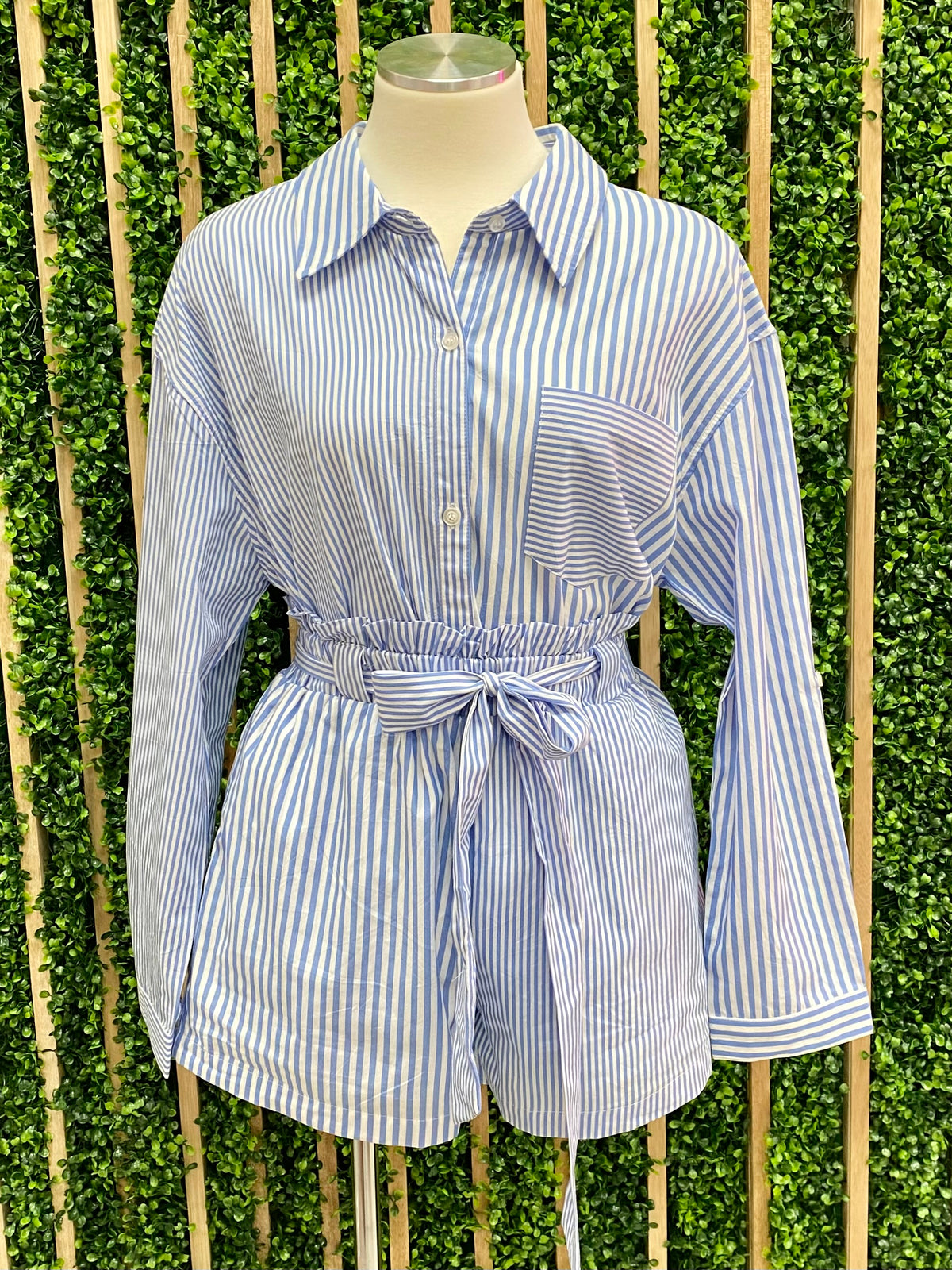 Blue Stripe Short Pant Set