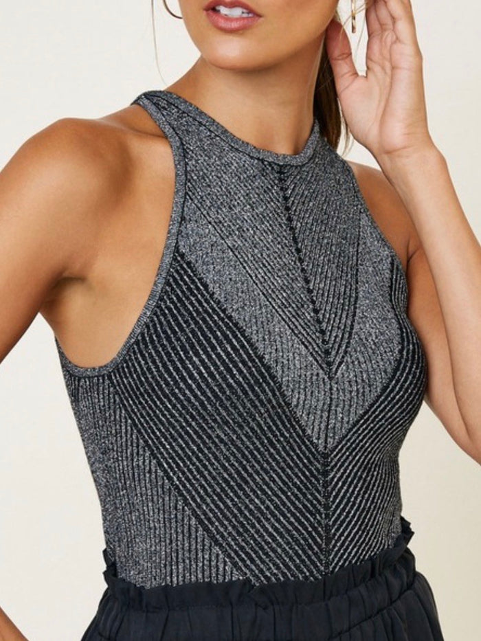 Black Metallic Knit Top