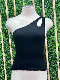 One Shoulder Keyhole Crop Top