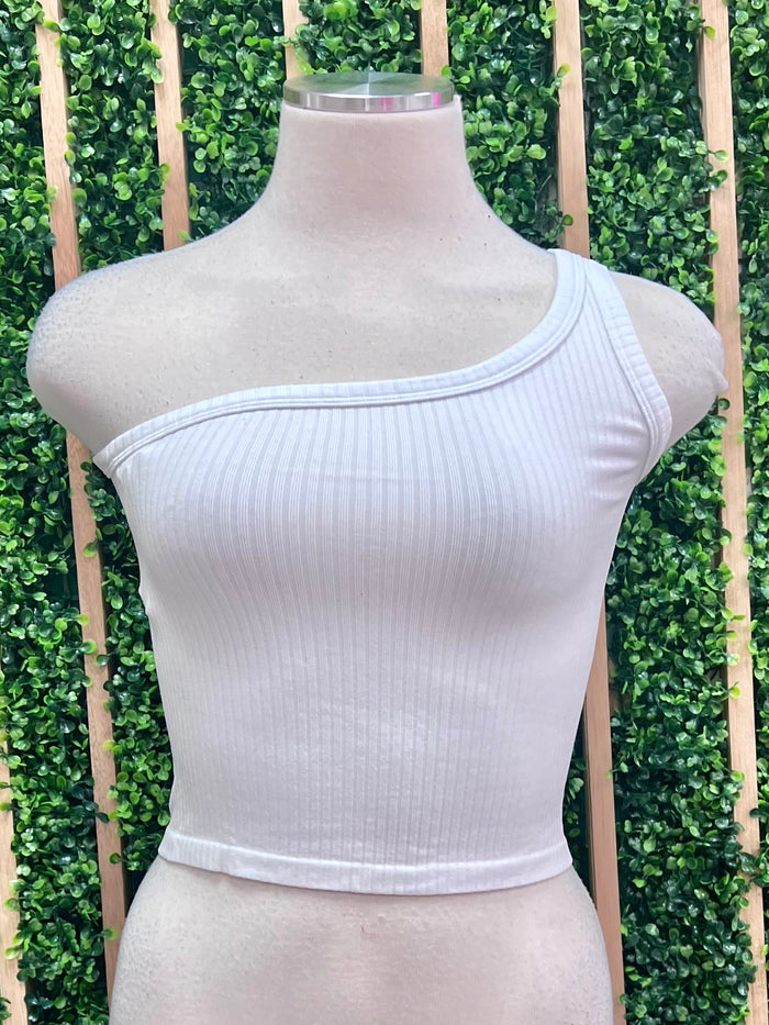 One Shoulder Basic Crop Top