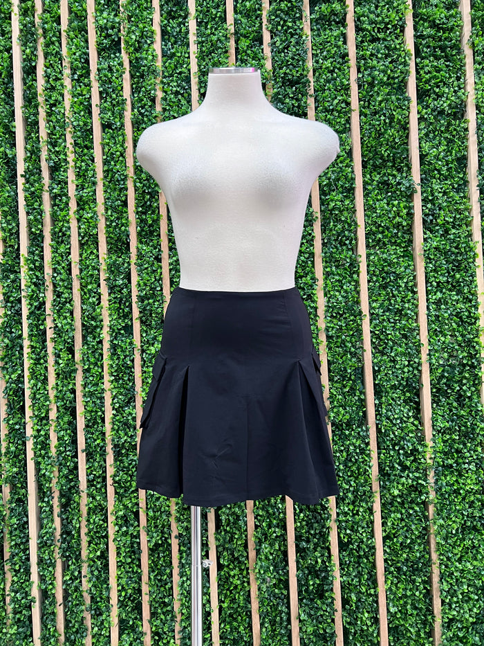 Black Side Pocket Activewear Cargo Skort