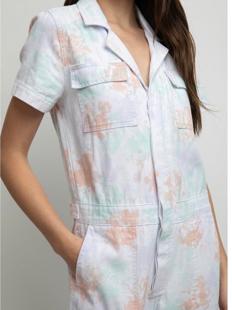 Tie Dye Splatter Utility Jumpsuit