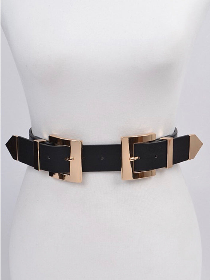 Double Square Buckle Metal Belt