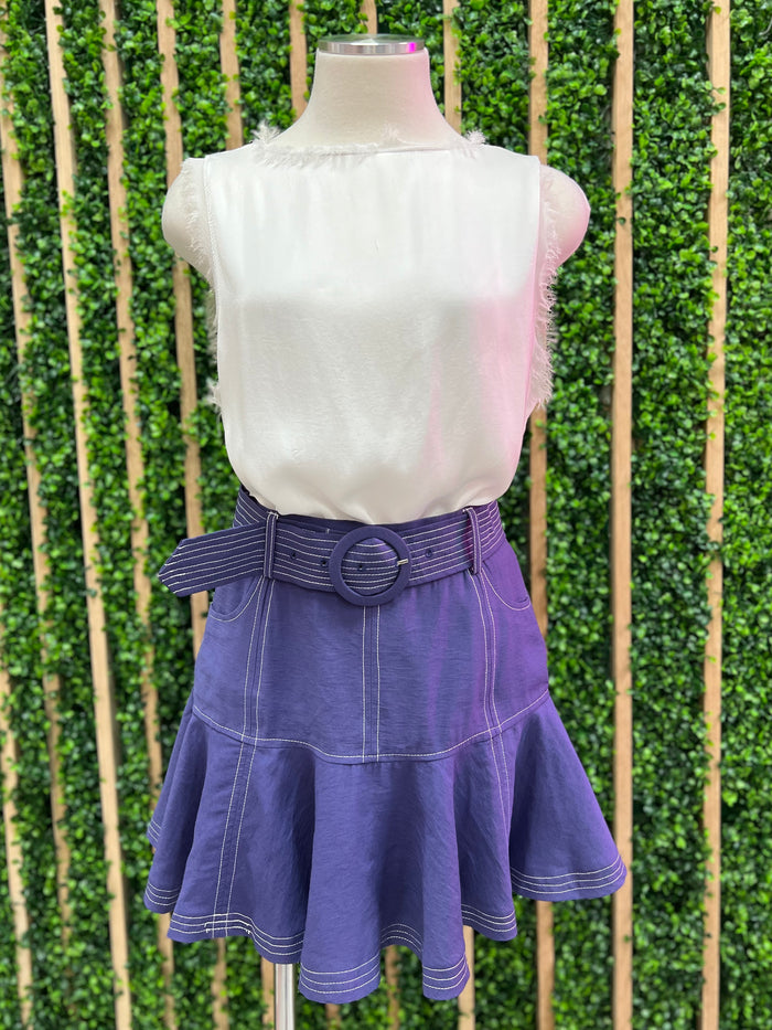Stitch detail Flounce Mini Skirt