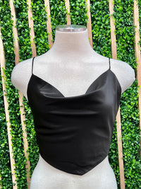 Open Back Satin Crop Top