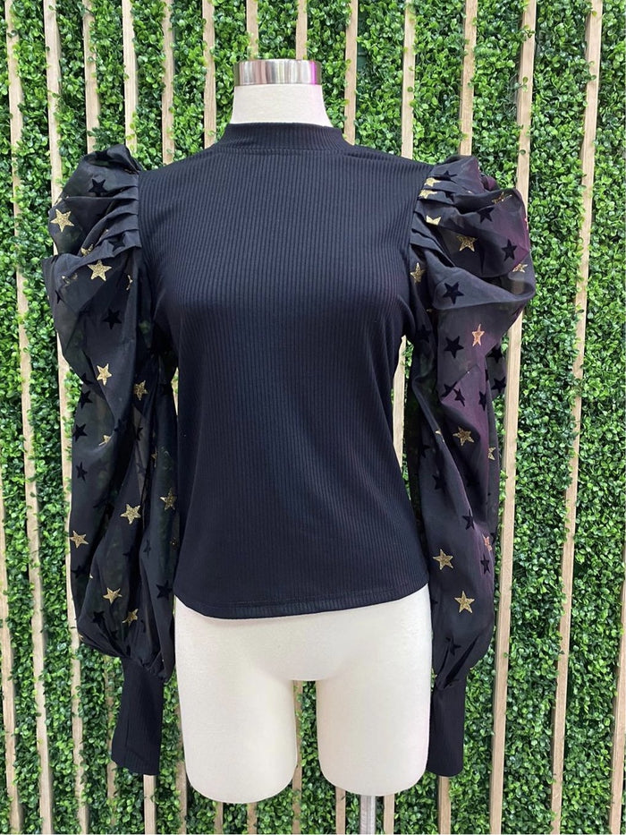 Gold Star Balloon Sleeve Top