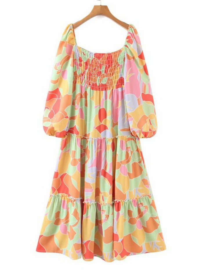 Abstract Floral Bright Maxi Dress